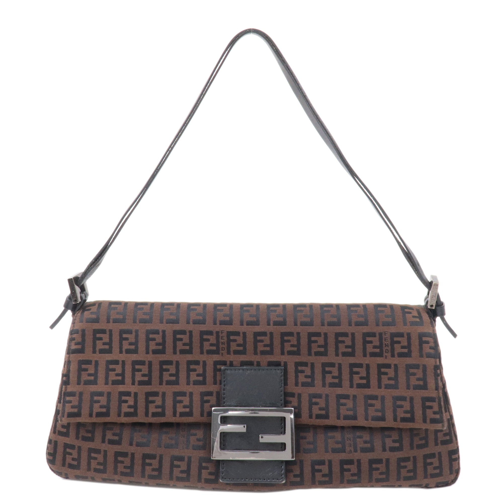 FNDI Mamma Baguette Zucchino Canvas Leather Hand Bag 8BR181