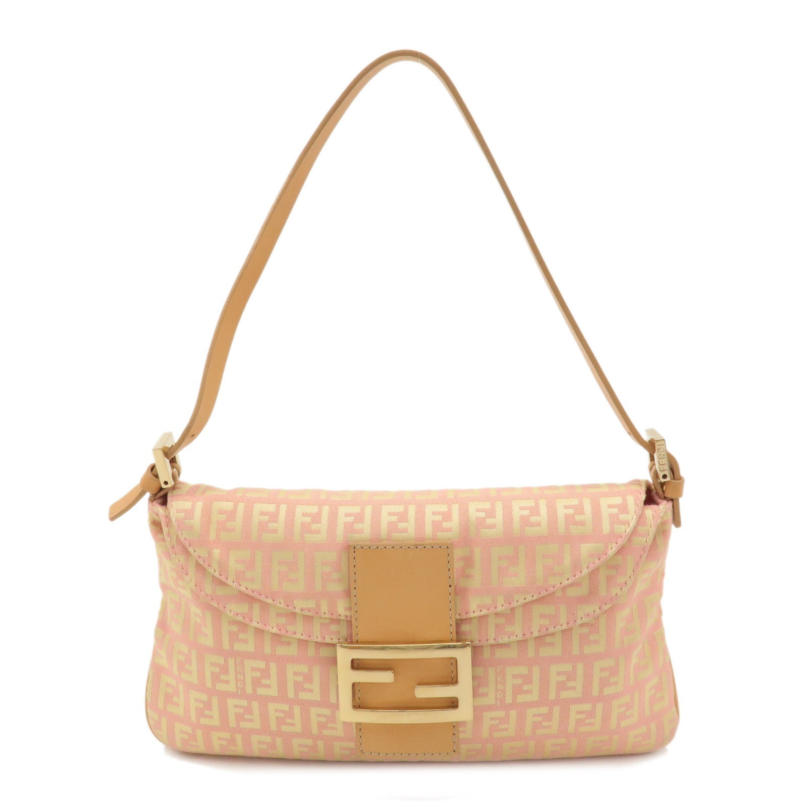 FNDI Mamma Baguette Zucchino Canvas Leather Shoulder Bag 8BR001