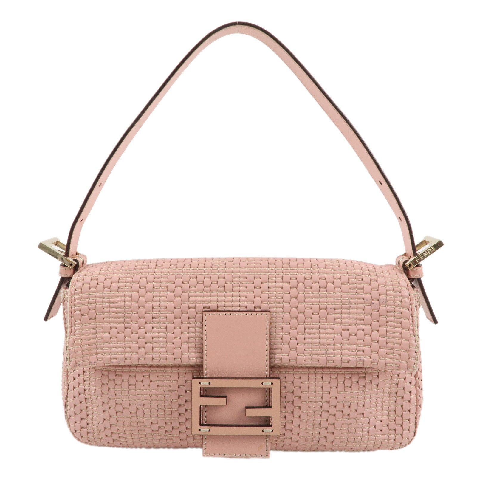 FNDI Mamma Baguette Leather Shoulder Bag Pink 8BR600