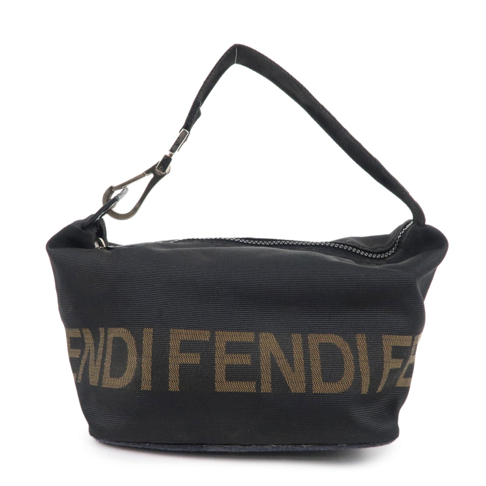FNDI Logo Canvas Hand Bag Black Brown 26586