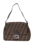 FNDI Mamma Baguette Zucca  Canvas Leather Shoulder Bag