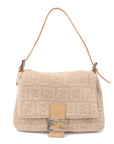 FNDI Mamma Baguette Zucca Wool Leather Shoulder Bag 26325