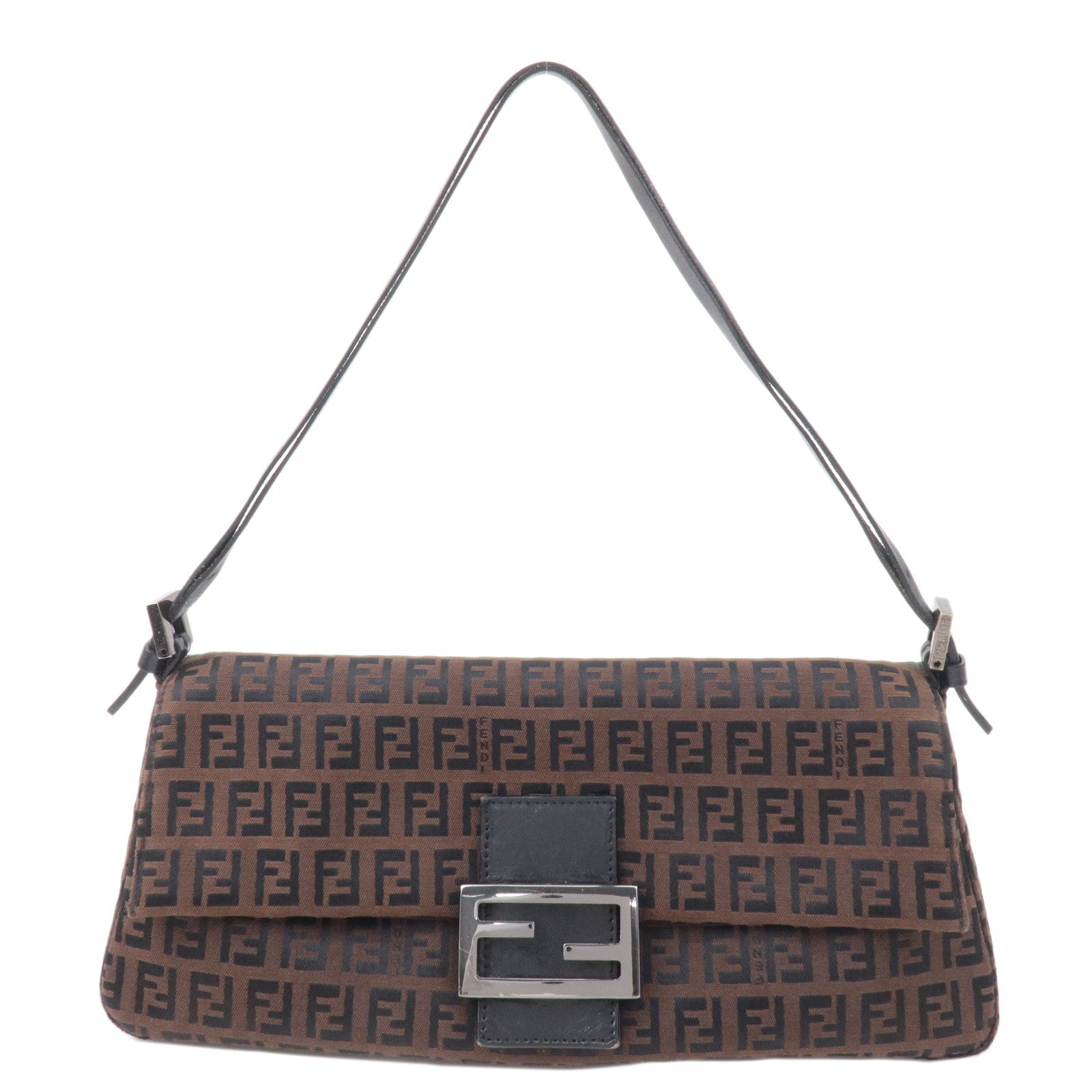 FNDI Mamma Baguette Zucchino Canvas Leather Hand Bag 8BR181