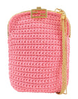 FNDI Baguette Knit Cell Phone Case Shoulder Bag Pink 7AR966