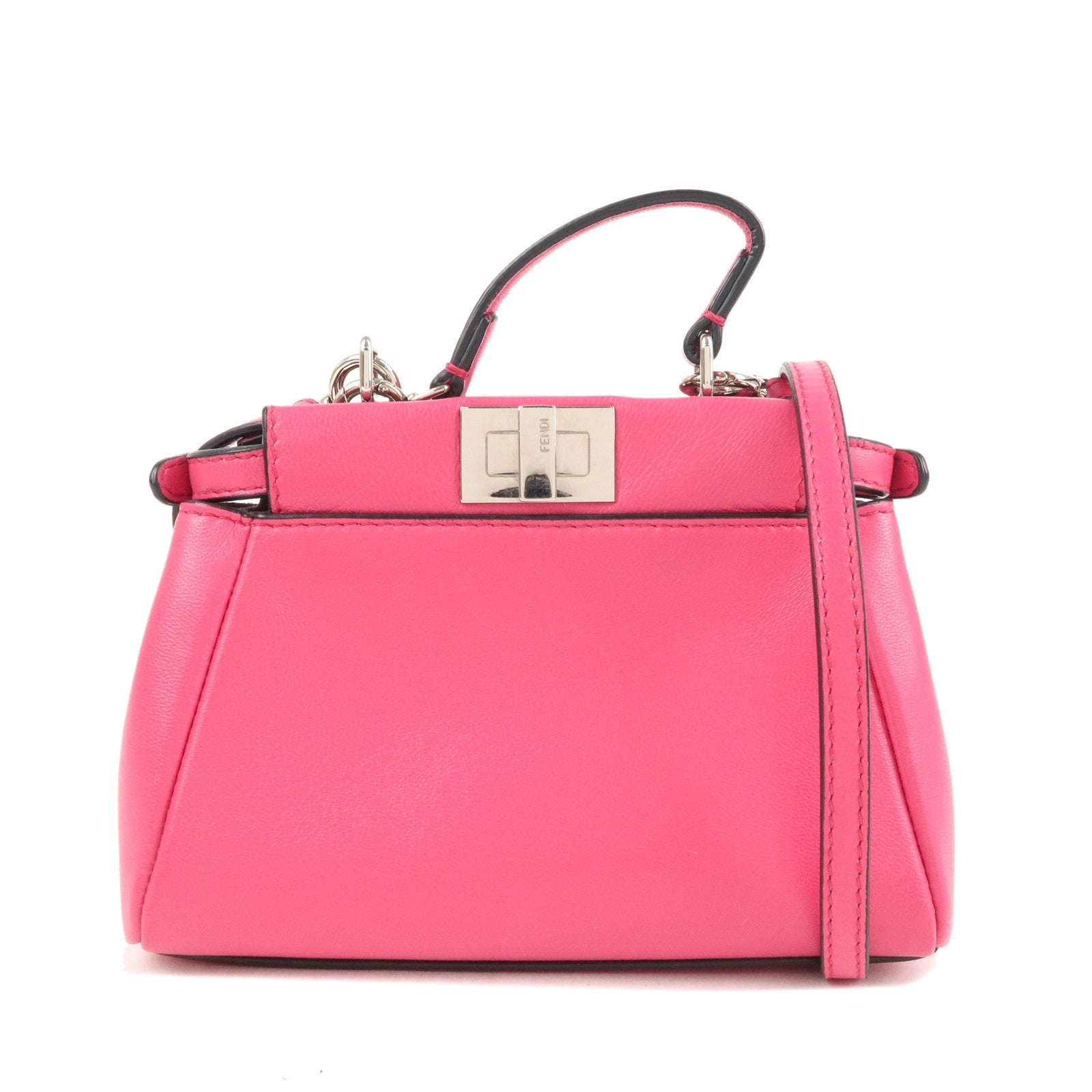 FNDI Leather Micro Peekaboo 2Way Bag Hand Bag Pink 8M0355