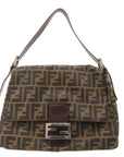 FNDI Mamma Baguette Zucca Canvas Leather Bag Brown Black 26325