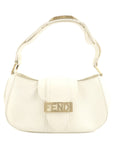 FNDI Leather Shoulder Bag Hand Bag White 8BR396