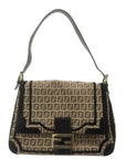FNDI Mamma Baguette Zucchino Canvas Leather Velour Bag 8BR001