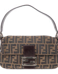 FNDI Mamma Baguette Canvas Leather Shoulder Bag Brown 26424