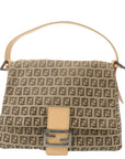 FNDI Mamma Baguette Zucchino Leather Shoulder Bag Beige 8BR001