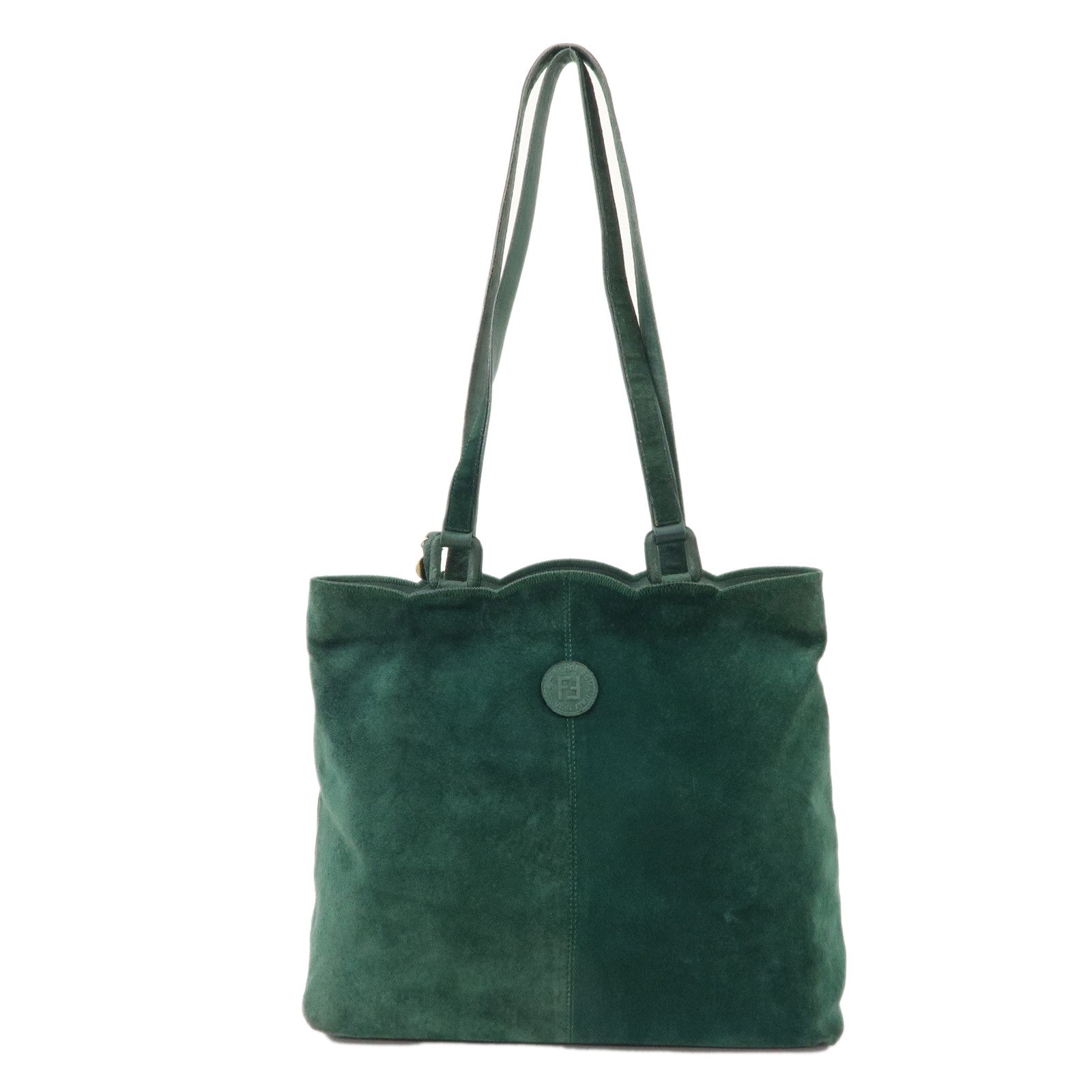 FNDI Logo Suede Tote Bag Shoulder Bag Green