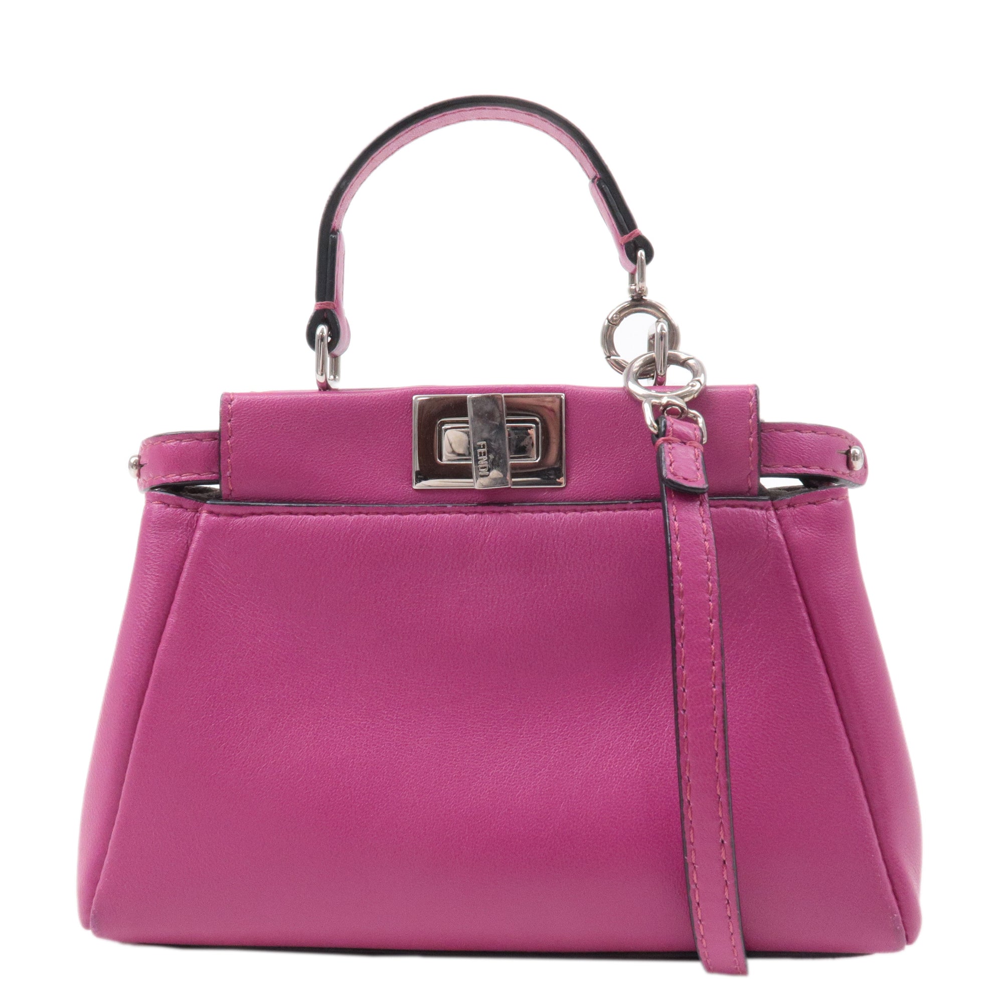 FNDI Leather Micro Peekaboo 2Way Bag Hand Bag Pink 8M0355
