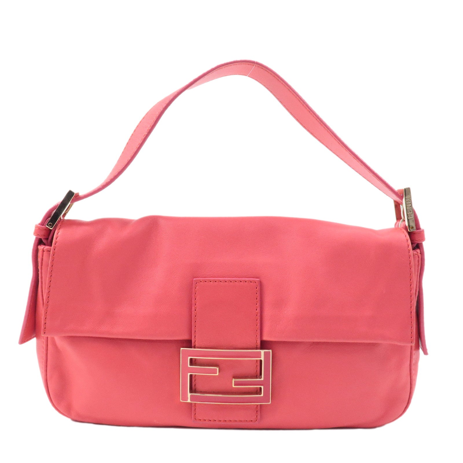 FNDI Mamma Baguette Leather Hand Bag Shoulder Bag Pink 8BR600