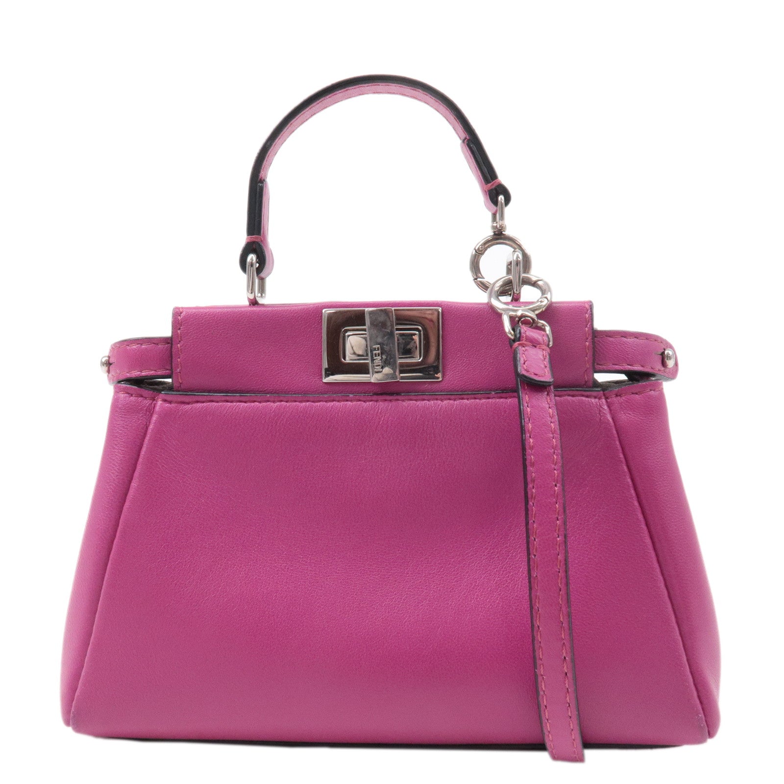 FNDI Leather Micro Peekaboo 2Way Bag Hand Bag Pink 8M0355