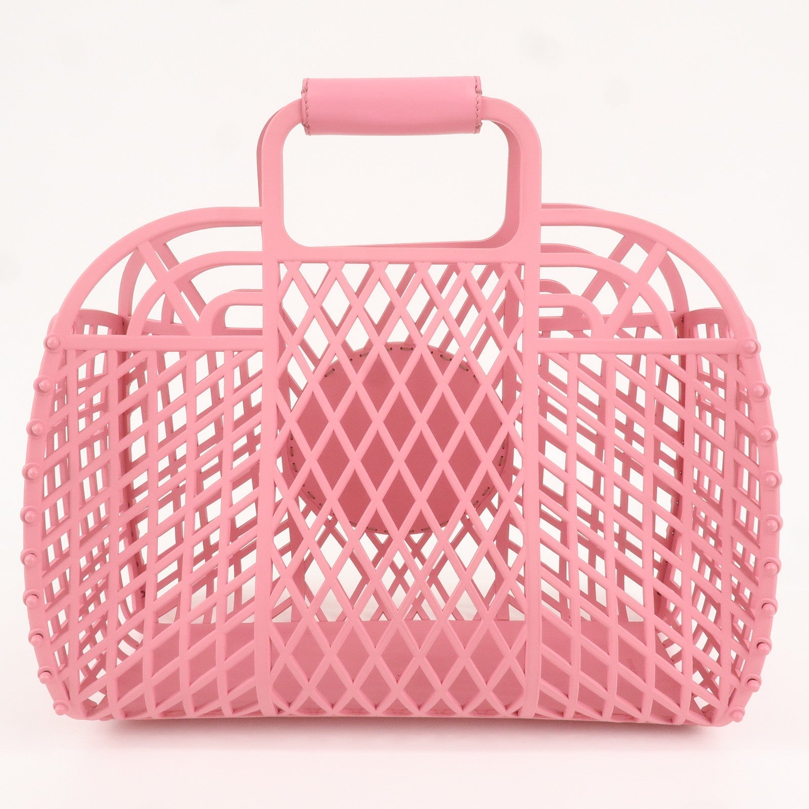 FNDI Logo Plastic Leather Basket Bag Hand Bag Pink 8BH389