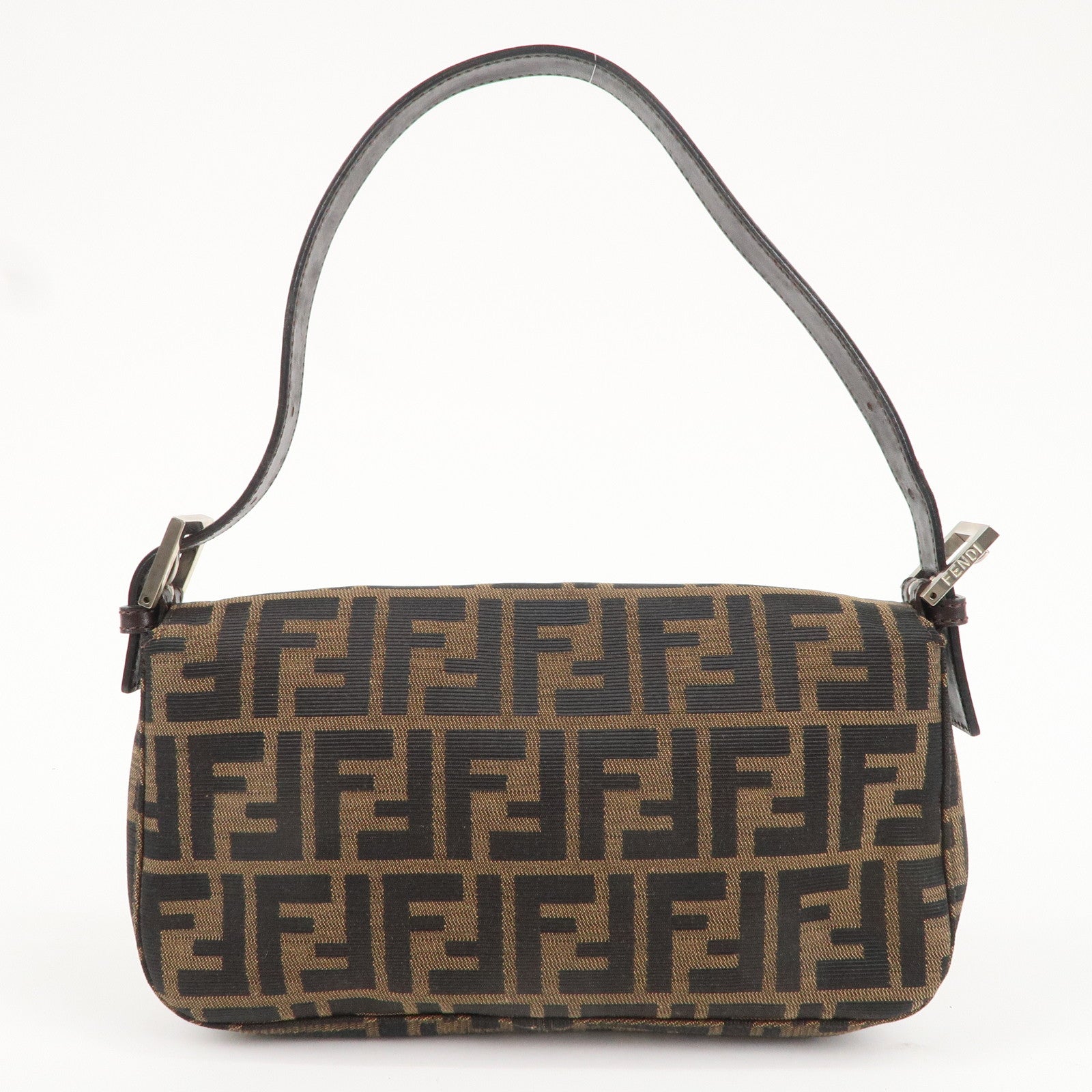 FNDI Mamma Baguette Canvas Shoulder Bag Brown Black 26424