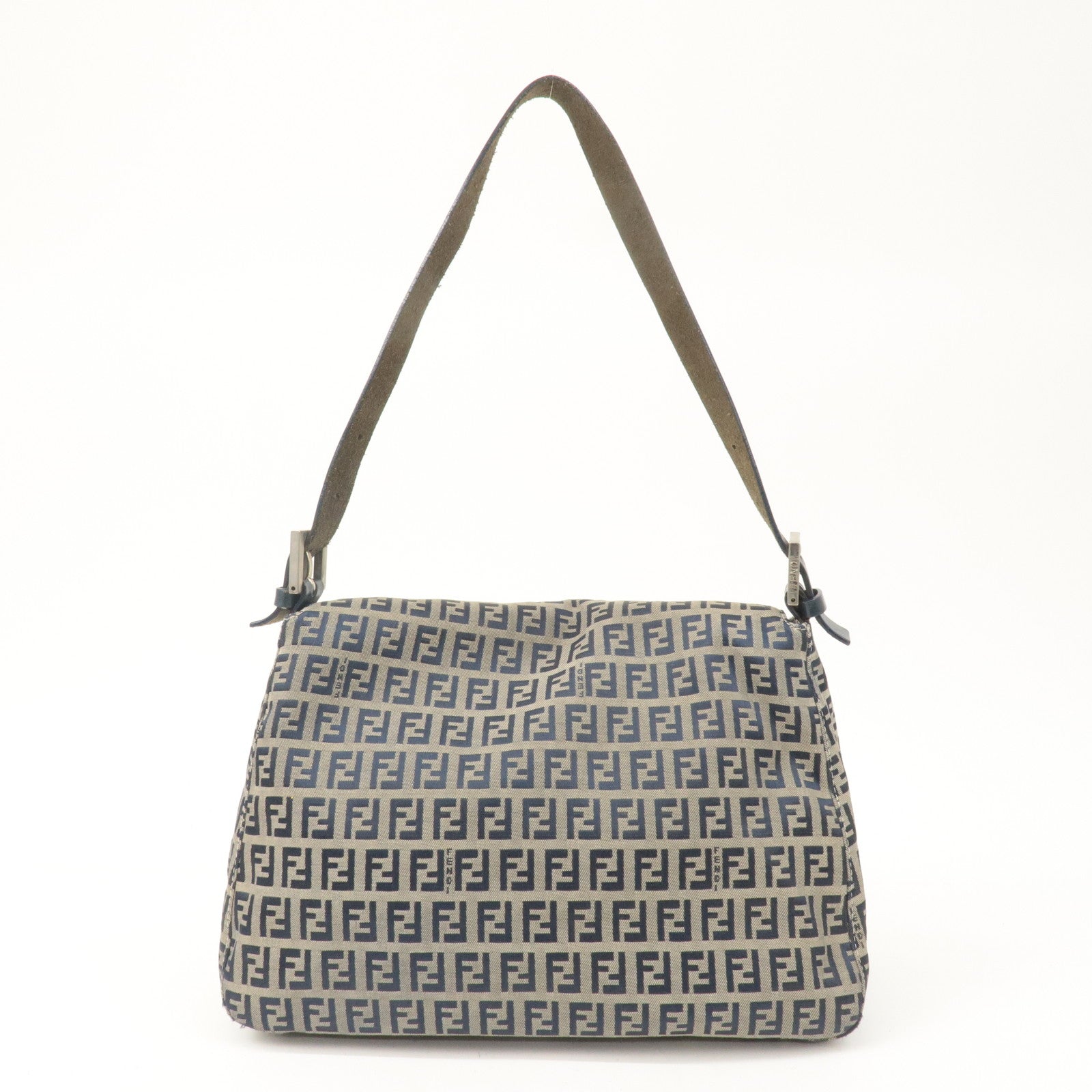 FNDI Mamma Baguette Zucchino Canvas Leather Shoulder Bag 26325