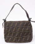 FNDI Mamma Baguette Zucca Canvas Leather Shoulder Bag 8BR004
