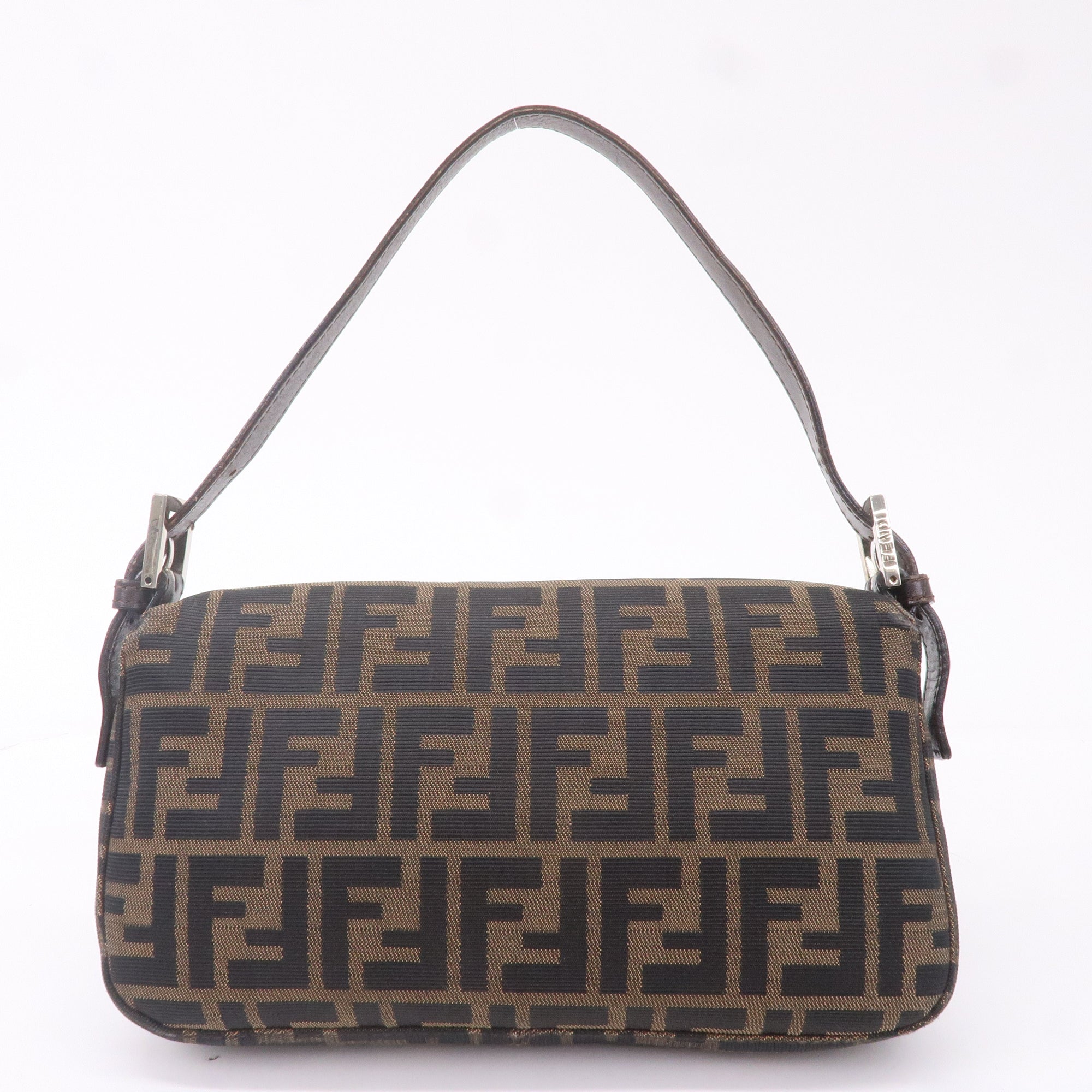 FNDI Mamma Baguette Zucca Canvas Leather Bag Brown 26424