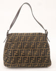 FNDI Mamma Baguette Zucca Canvas Leather Bag Brown Black 26325