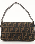 FNDI Mamma Baguette Canvas Leather Shoulder Bag Brown Black 26424