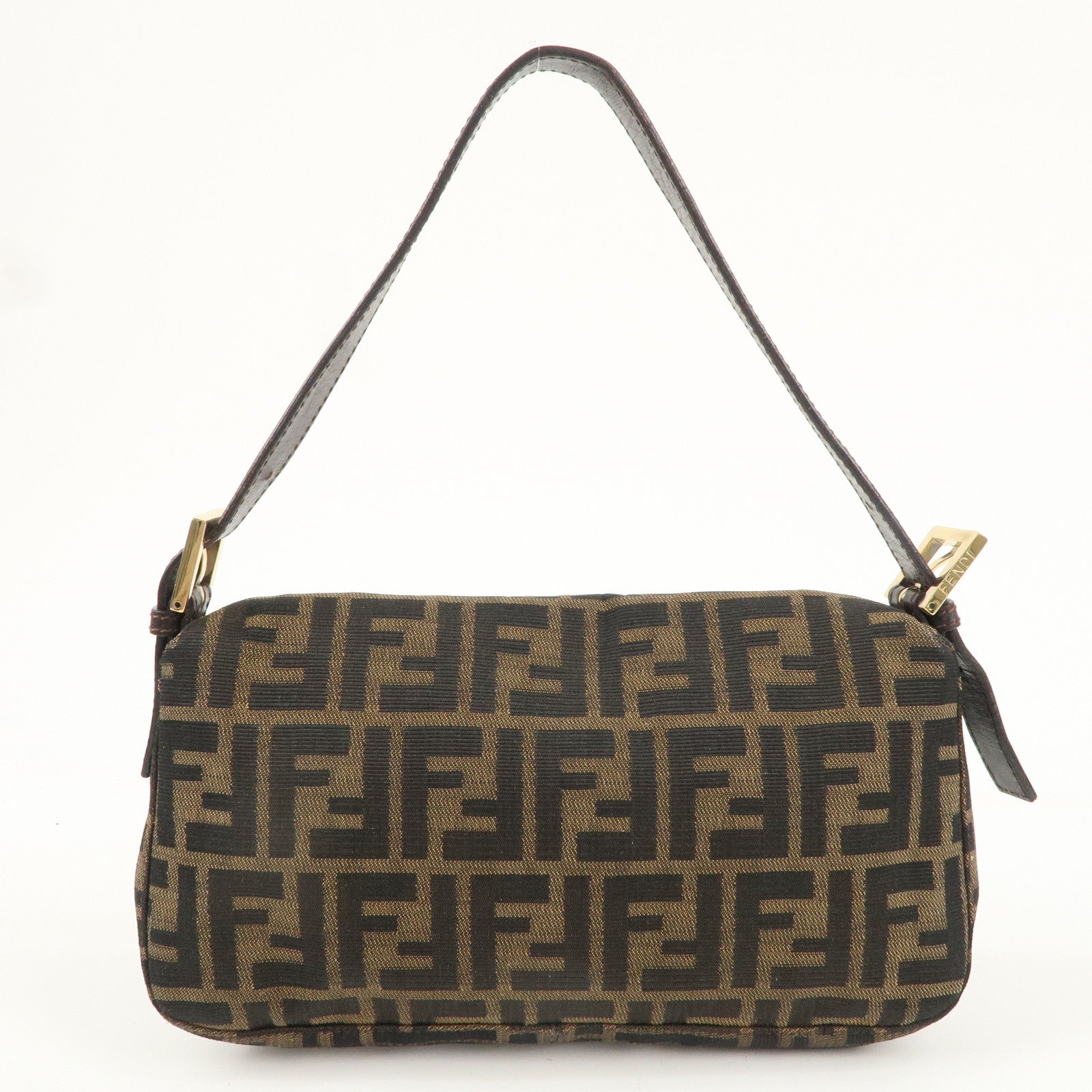 FNDI Mamma Baguette Canvas Leather Shoulder Bag Brown 26424