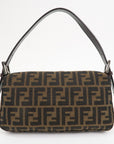 FNDI Mamma Baguette Canvas Leather Shoulder Bag Brown Black 26424