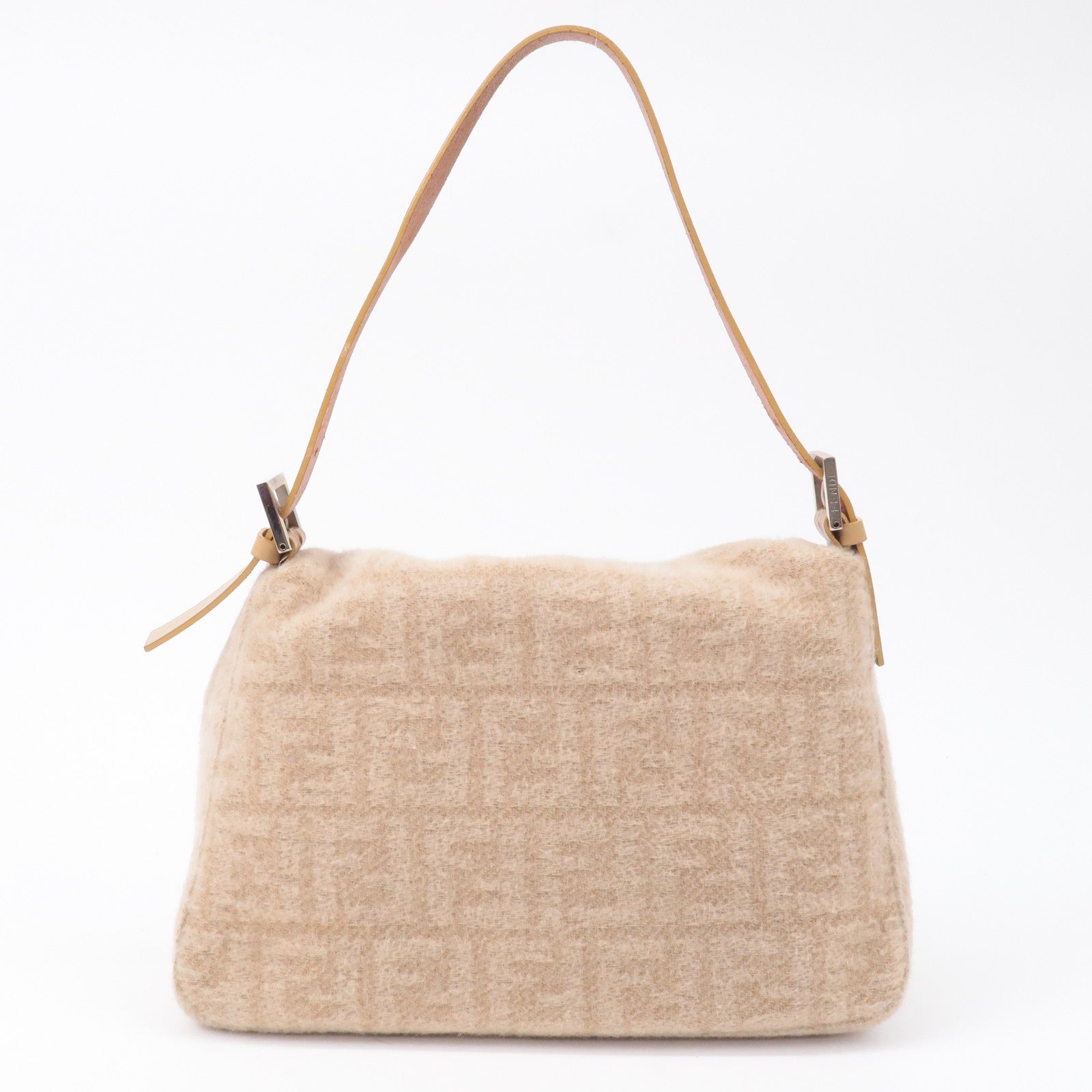 FNDI Mamma Baguette Zucca Wool Leather Shoulder Bag 26325