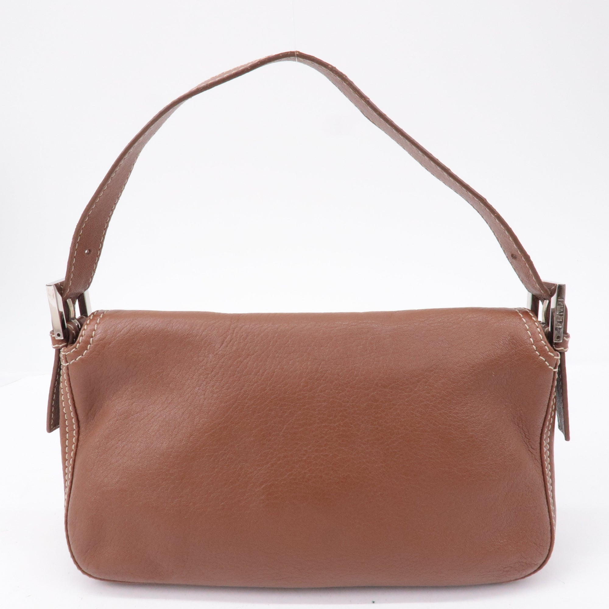 FNDI Mamma Baguette Leather Bag Brown Sliver 8BR003