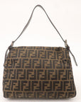 FNDI Mamma Baguette Zucca Canvas Leather Bag Brown Black 26325