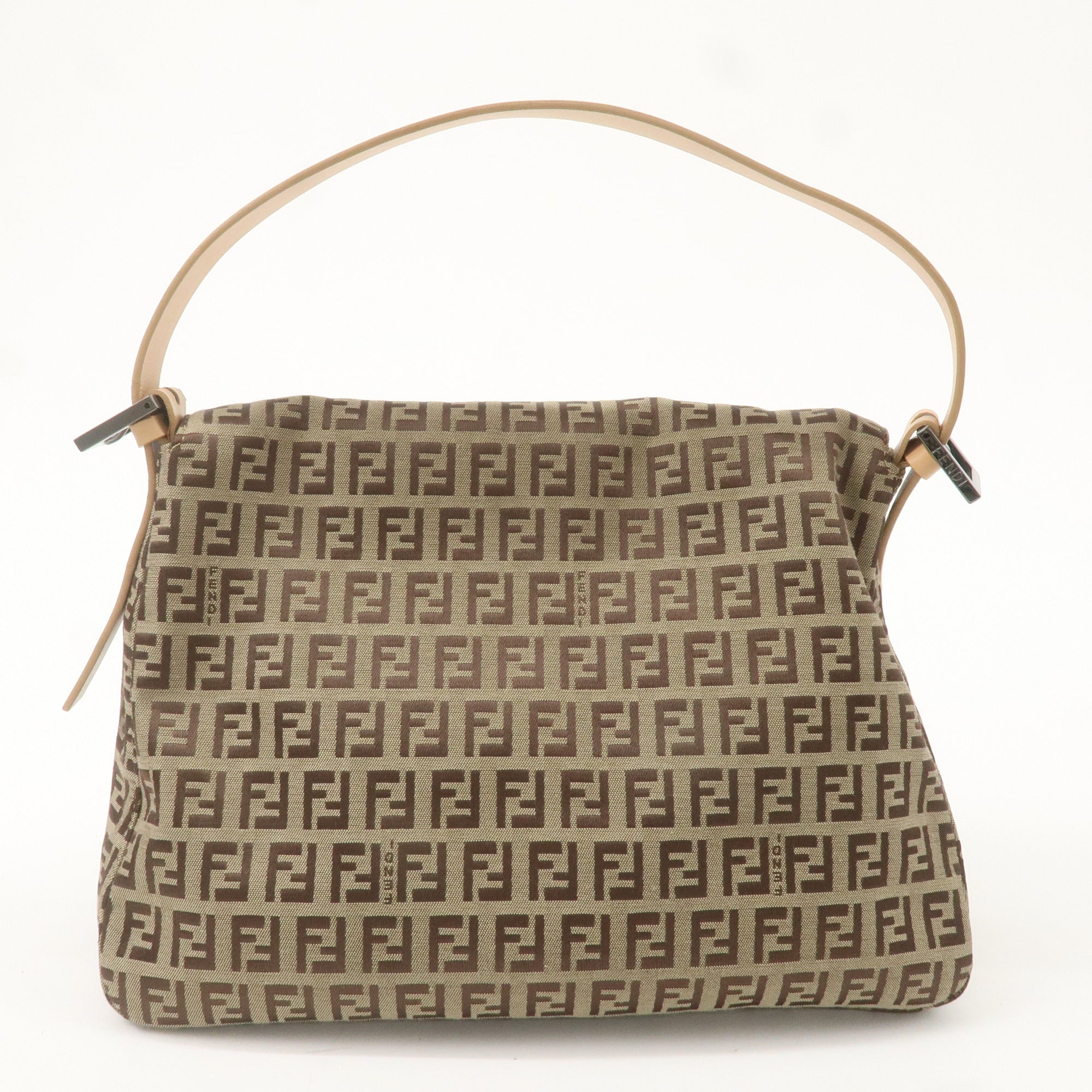 FNDI Mamma Baguette Zucchino Leather Shoulder Bag Beige 8BR001