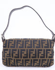 FNDI Mamma Baguette Zucca Canvas Leather Shoulder Bag Brown 26424