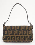 FNDI Mamma Baguette Canvas Leather Shoulder Bag Brown Black 26424