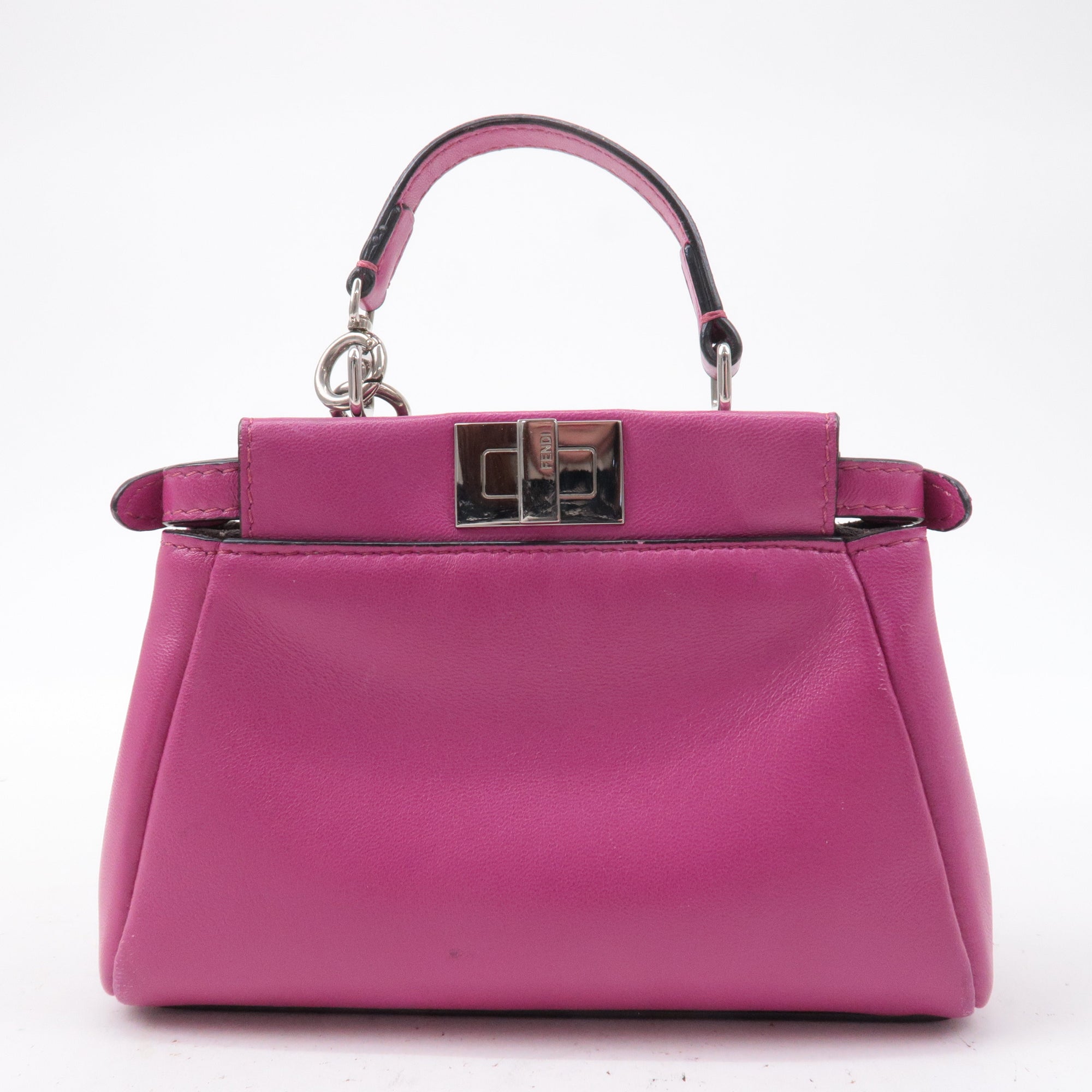 FNDI Leather Micro Peekaboo 2Way Bag Hand Bag Pink 8M0355
