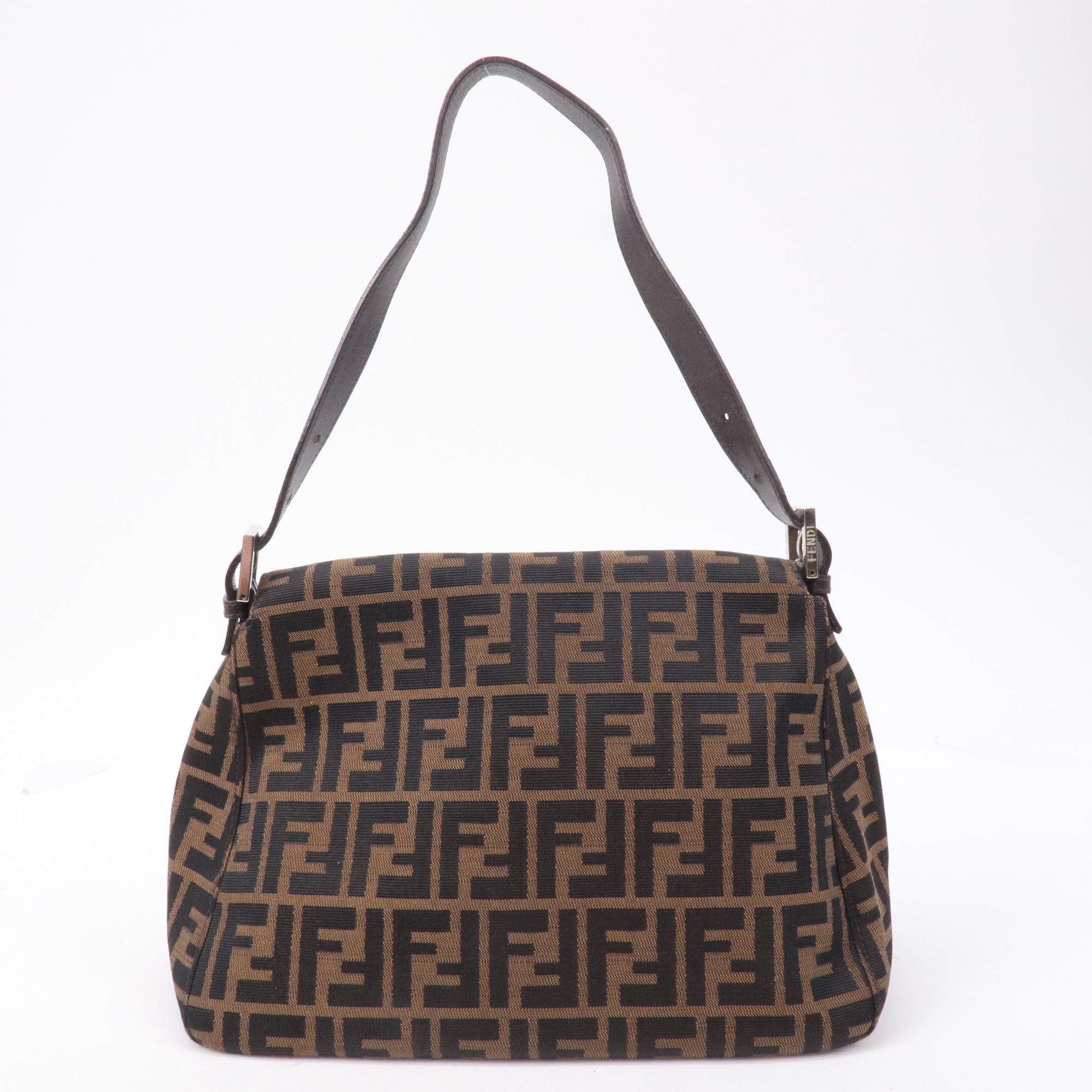 FNDI Mamma Baguette Zucca  Canvas Leather Shoulder Bag