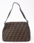 FNDI Mamma Baguette Zucca  Canvas Leather Shoulder Bag