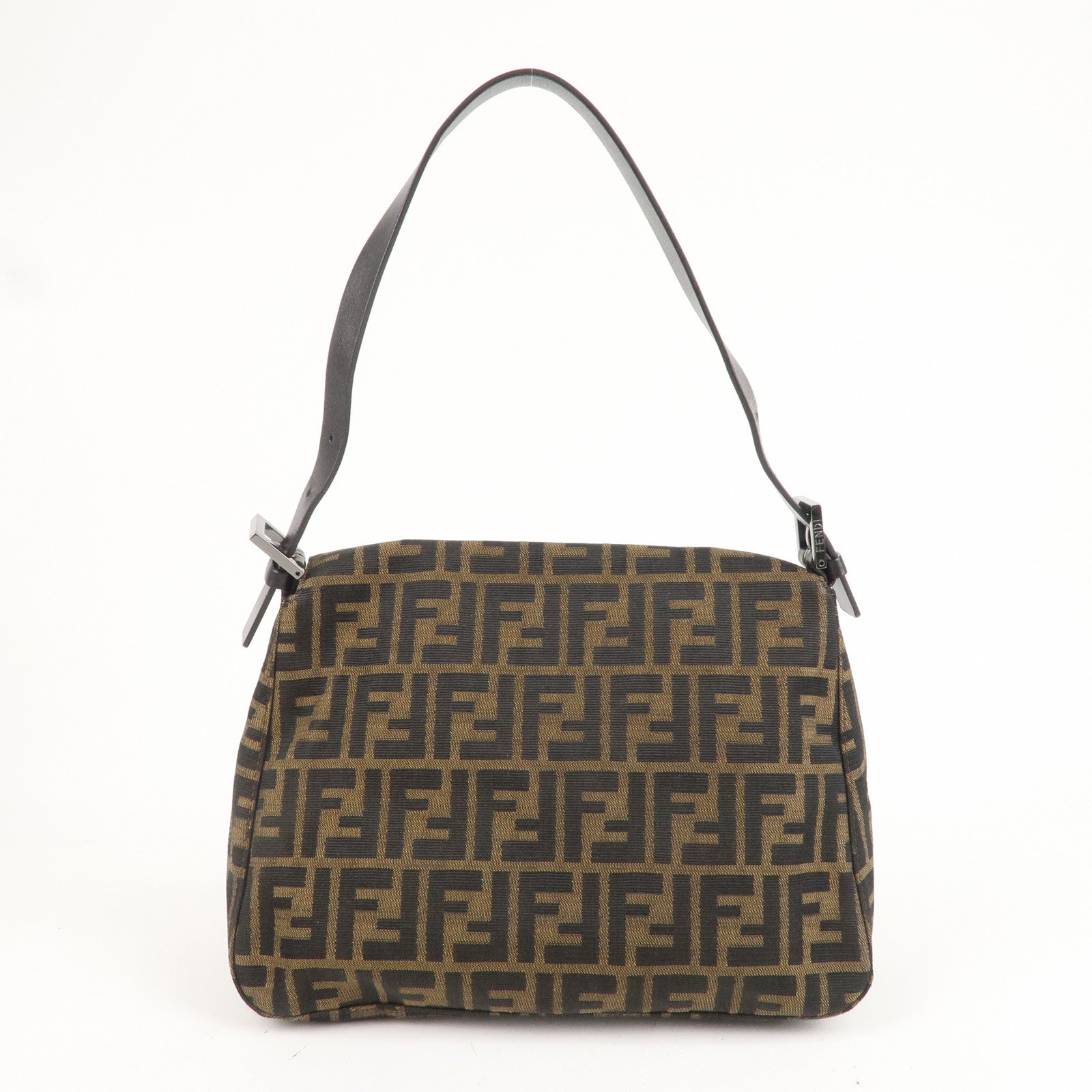FNDI Mamma Baguette Zucchino Canvas Leather Shoulder Bag 8BR001