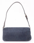 FNDI Denim Leather Shoulder Bag Hand Bag Navy Brown 26640