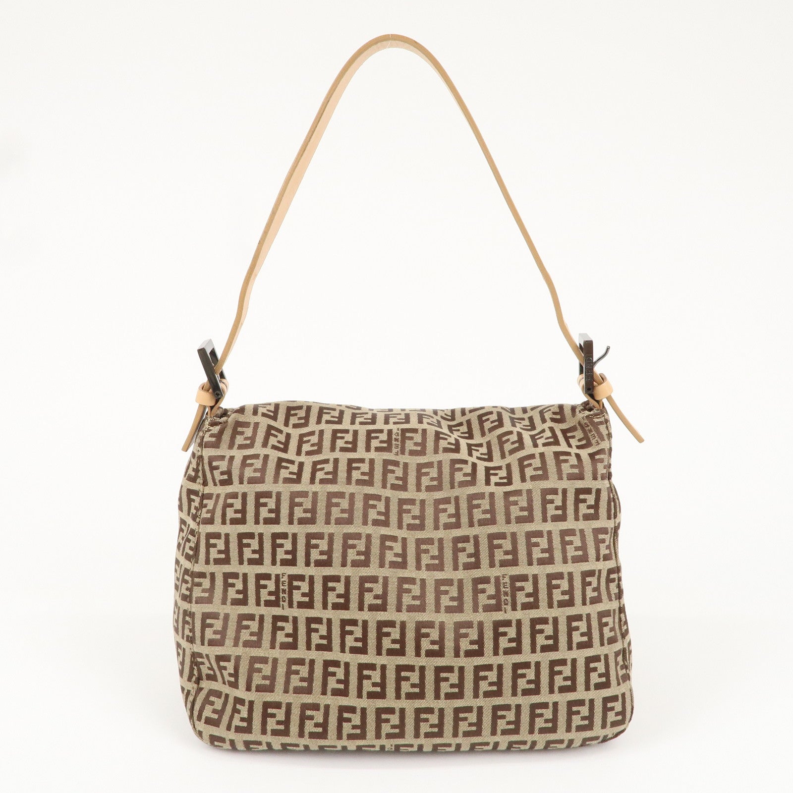 FNDI Mamma Baguette Zucchino Canvas Leather Shoulder Bag 8BR004