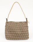 FNDI Mamma Baguette Zucchino Canvas Leather Shoulder Bag 8BR004