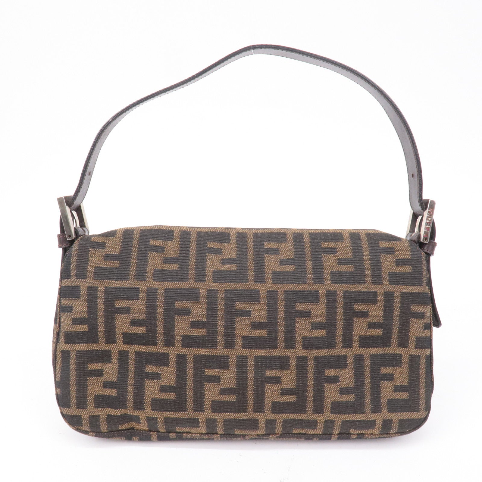 FNDI Mamma Baguette Canvas Leather Shoulder Bag Brown 26424