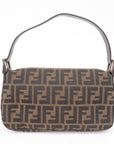 FNDI Mamma Baguette Canvas Leather Shoulder Bag Brown 26424
