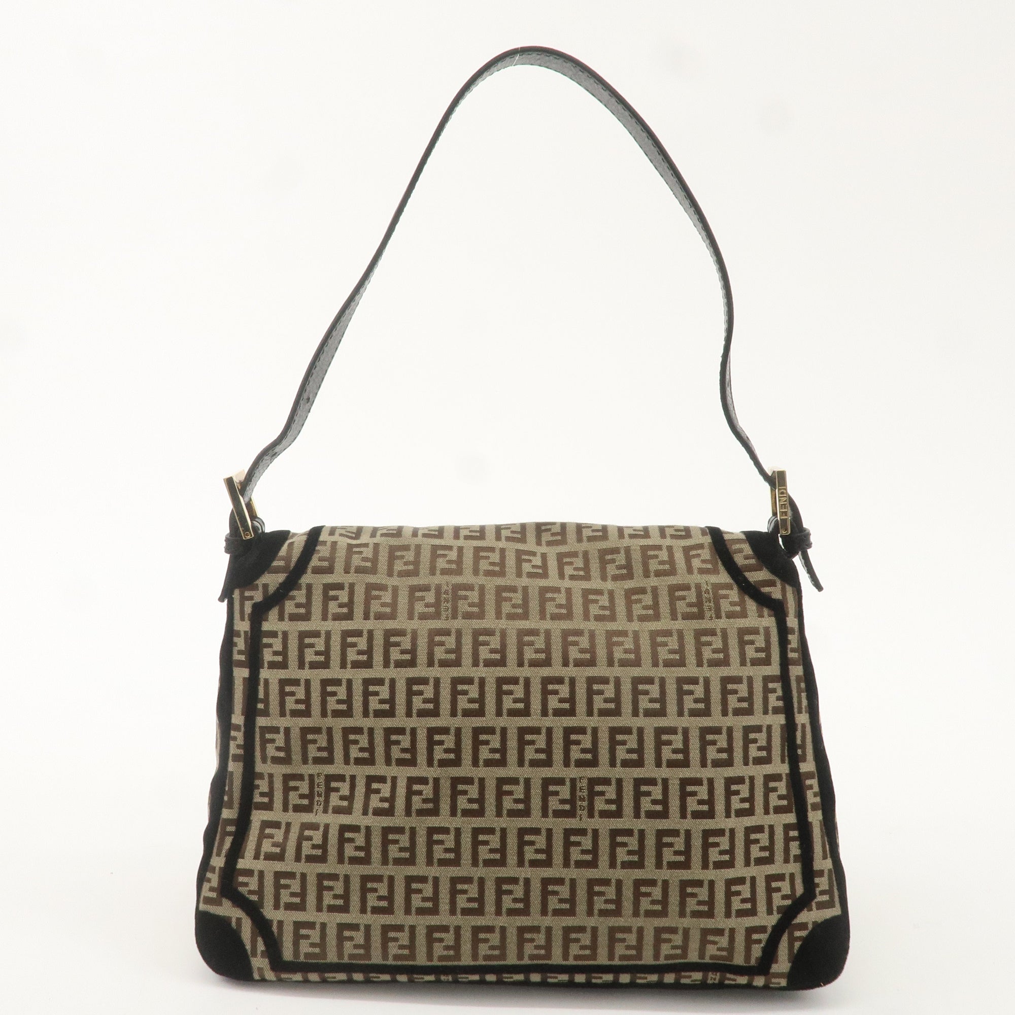 FNDI Mamma Baguette Zucchino Canvas Leather Velour Bag 8BR001