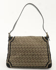 FNDI Mamma Baguette Zucchino Canvas Leather Velour Bag 8BR001