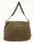 FNDI Mamma Baguette Velour Leather Stripe Shoulder Bag 8BR001
