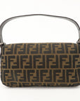 FNDI Mamma Baguette Canvas Leather Shoulder Bag Brown Black 26424