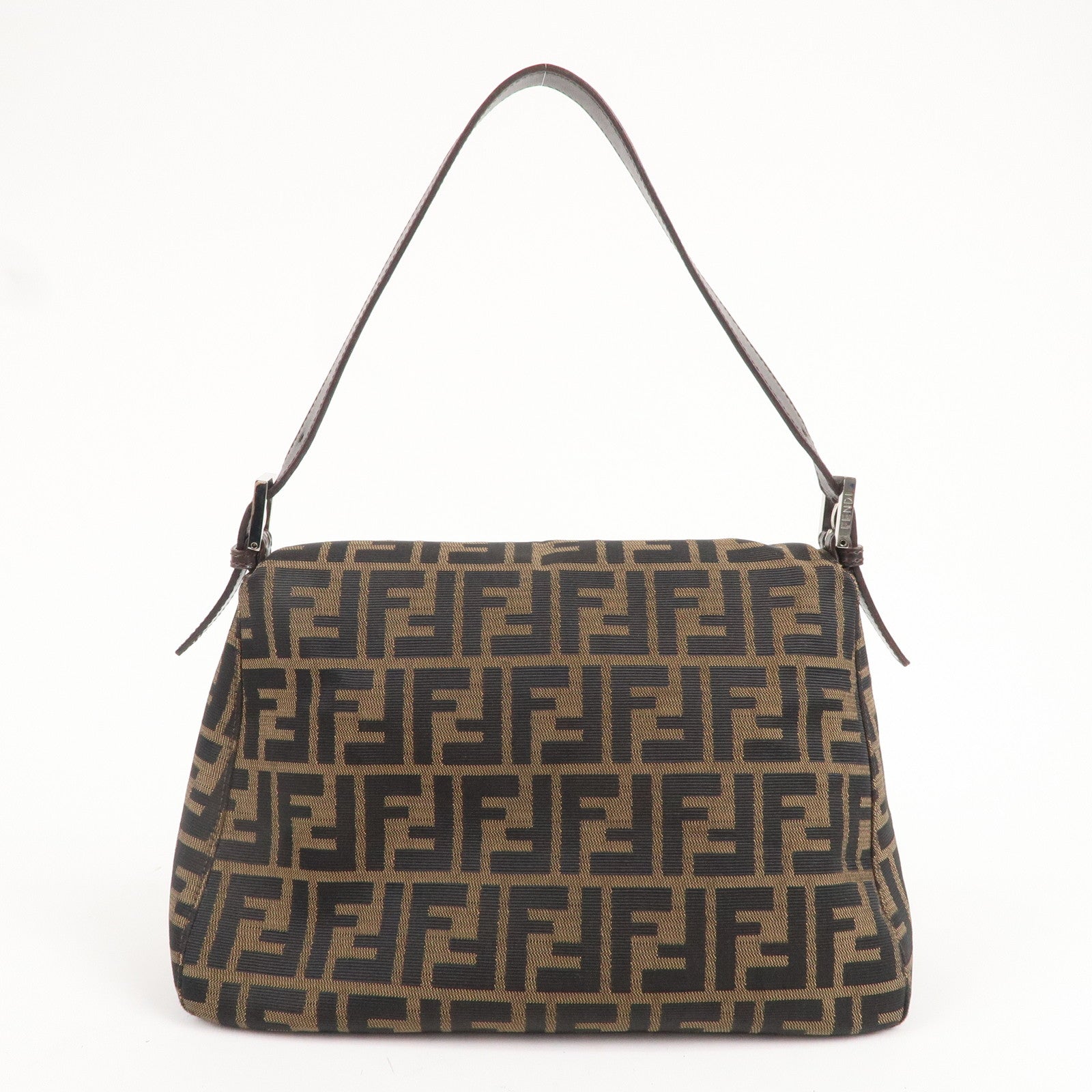 FNDI Mamma Baguette Zucca Canvas Leather Shoulder Bag 26325