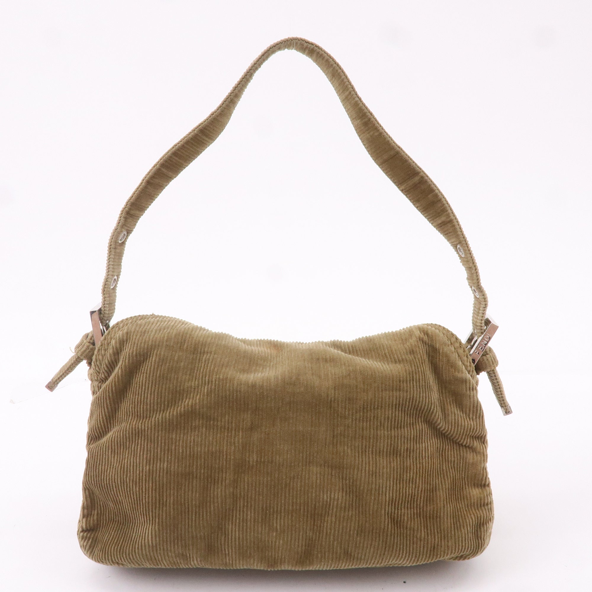FNDI Mamma Baguette Corduroy Shoulder Bag Khaki Brown 26725