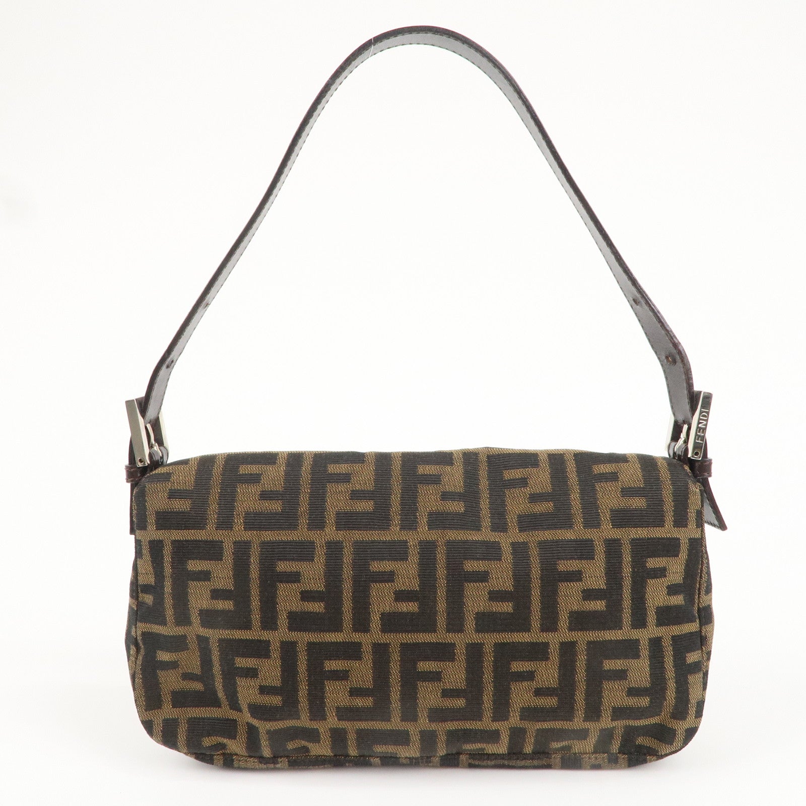 FNDI Mamma Baguette Zucca Canvas Leather Shoulder Bag 26424