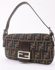 FNDI Mamma Baguette Zucca Canvas Leather Bag Brown 26424